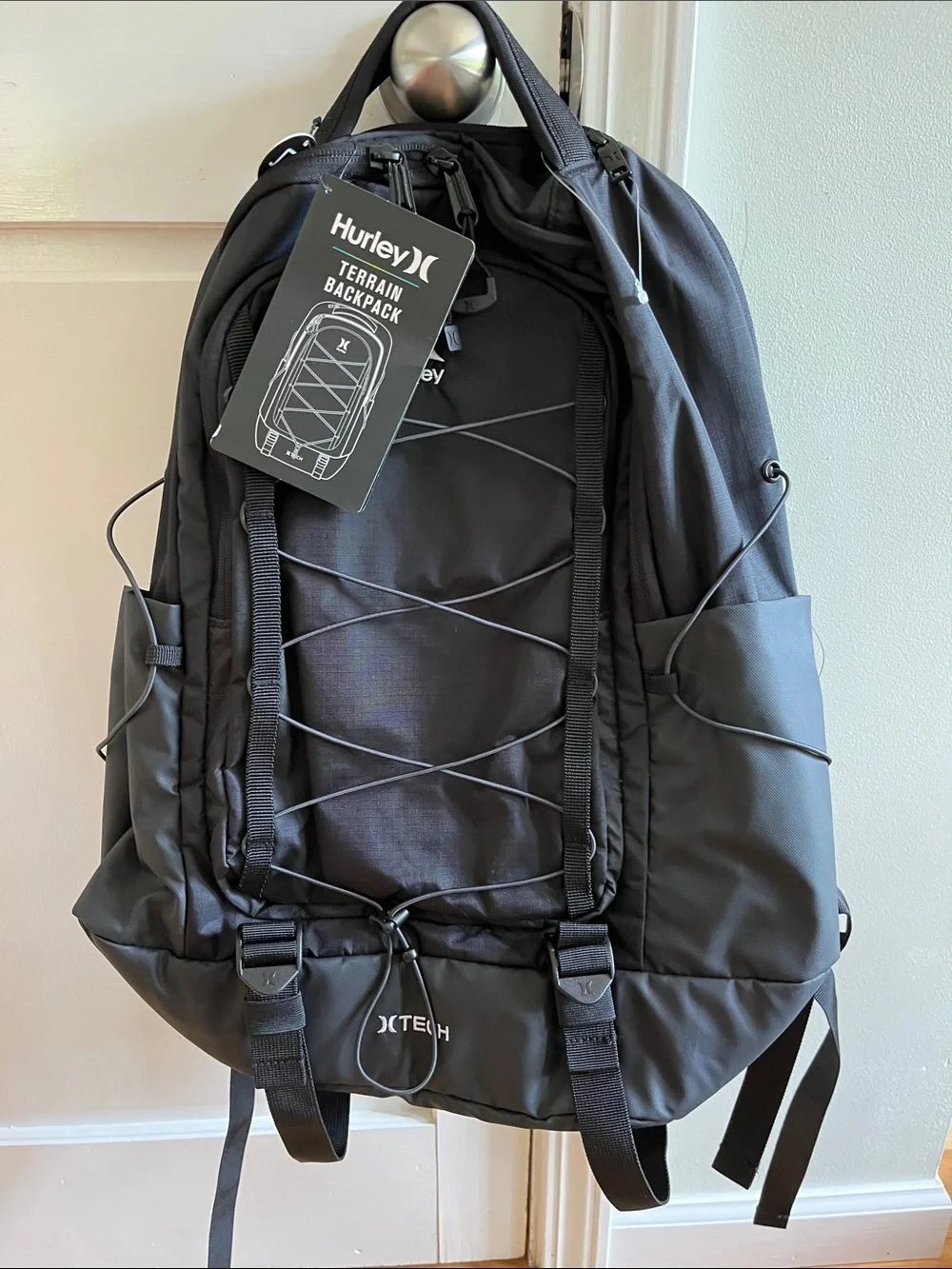 Hurley Black Terrain Backpack with Bungee Front